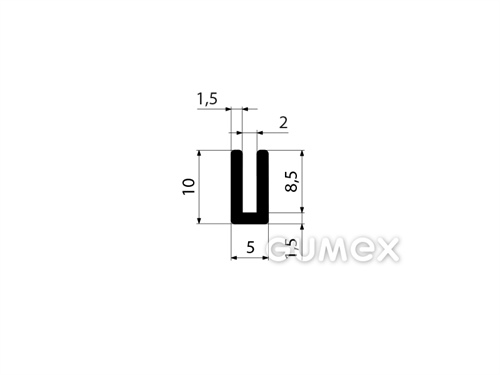 Silikónový profil tvaru "U", 10x5/2mm, 60°ShA, -60°C/+180°C, čierny